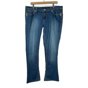 Seven7 Dark Wash Boot Cut Denim Jeans With Rhinestones Size 16